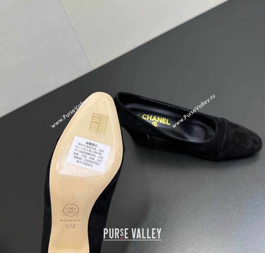Chanel Suede Pumps 6.5cm Black2 2025 CH122405 (KL-251224057)