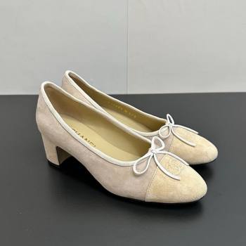 Chanel Suede Pumps 6.5cm with Bow Beige/Yellow 2025 CH122406 (KL-251224059)