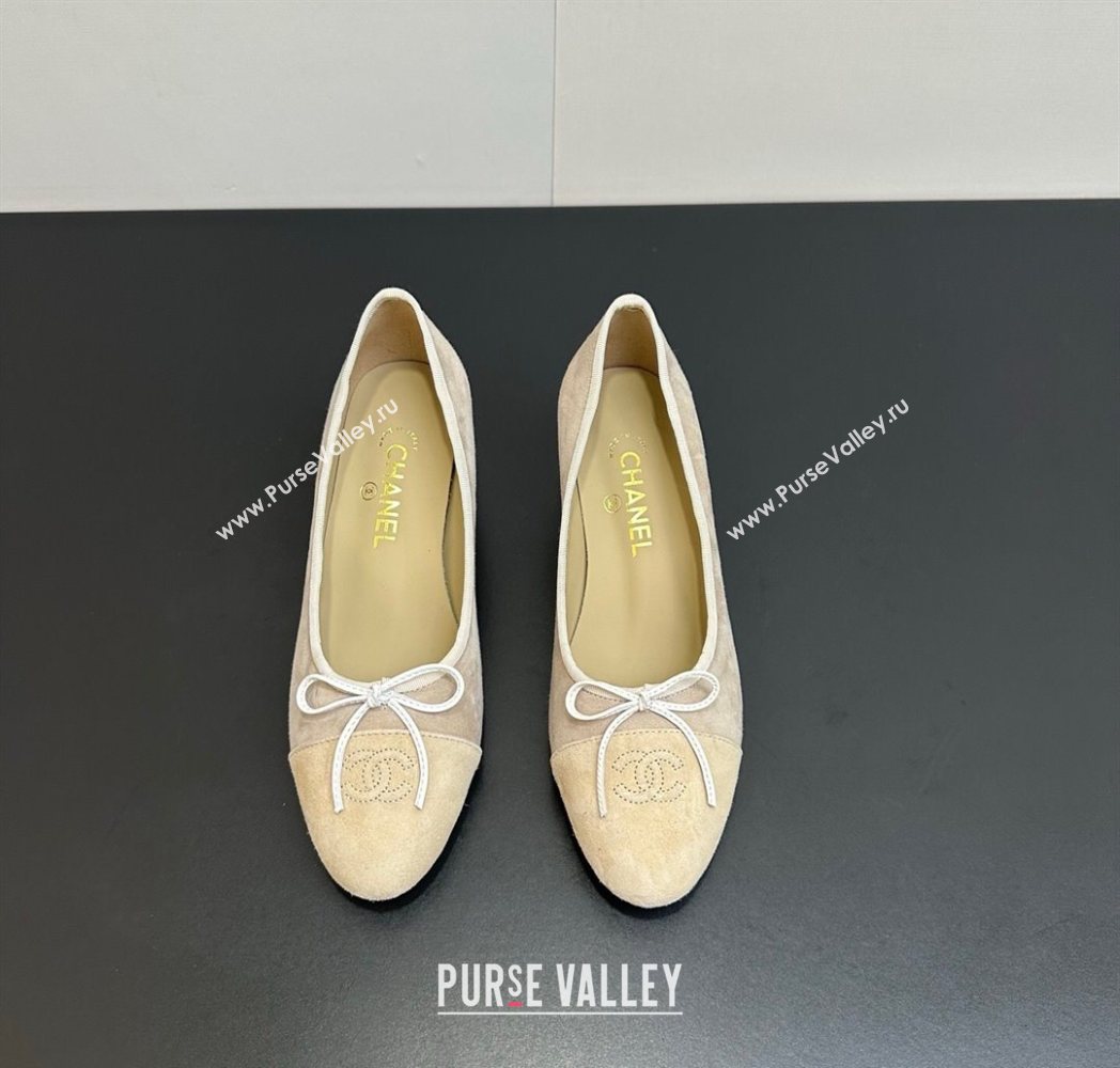Chanel Suede Pumps 6.5cm with Bow Beige/Yellow 2025 CH122406 (KL-251224059)