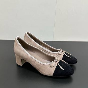 Chanel Suede Pumps 6.5cm with Bow Light Grey 2025 CH122406 (KL-251224060)