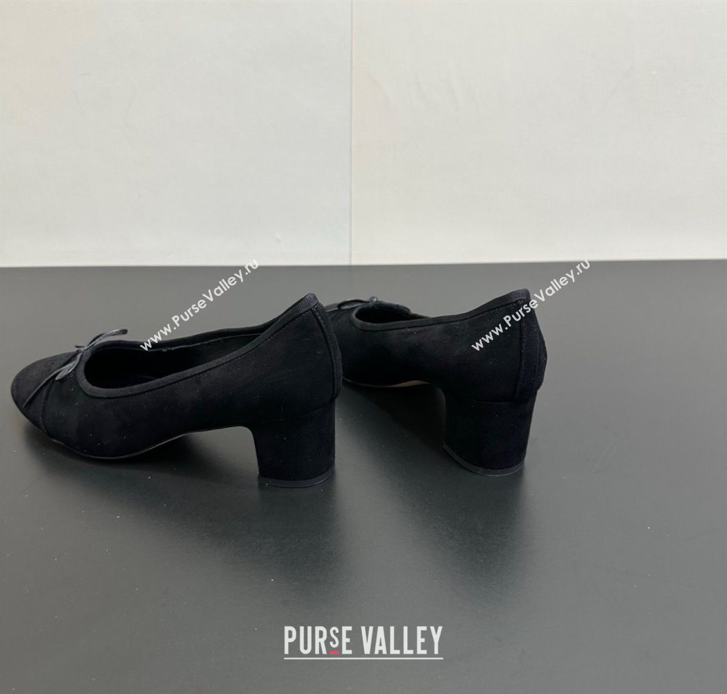 Chanel Suede Pumps 6.5cm with Bow Black2 2025 CH122406 (KL-251224062)