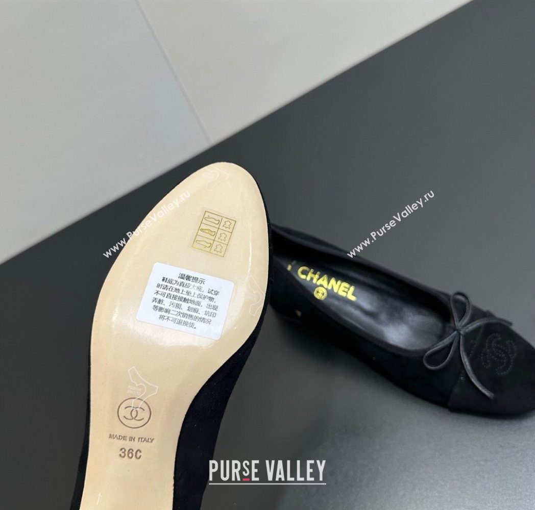 Chanel Suede Pumps 6.5cm with Bow Black2 2025 CH122406 (KL-251224062)