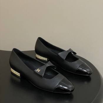 Chanel Lambskin Patent Leather Ballet Flats with Bow Black2 2025 CH122403 (MD-251224010)