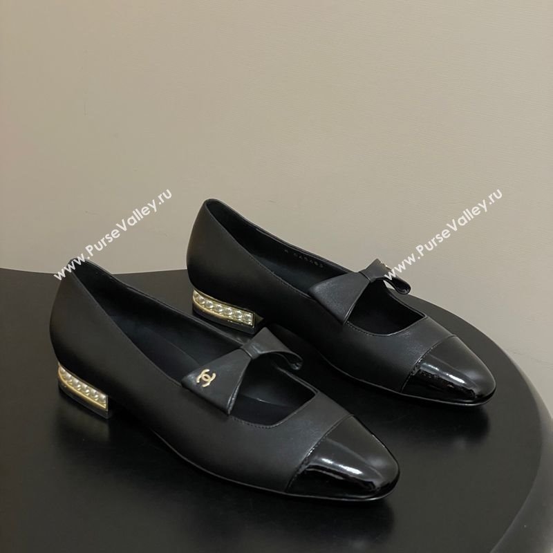 Chanel Lambskin Patent Leather Ballet Flats with Bow Black2 2025 CH122403 (MD-251224010)