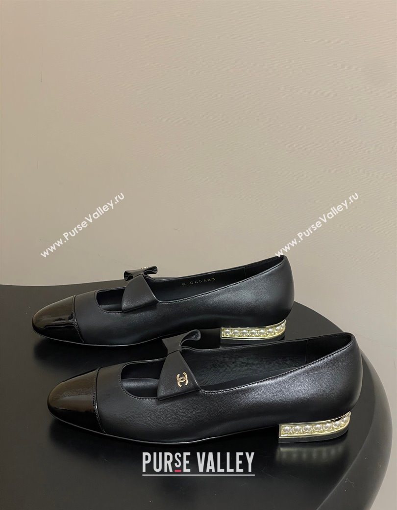 Chanel Lambskin Patent Leather Ballet Flats with Bow Black2 2025 CH122403 (MD-251224010)