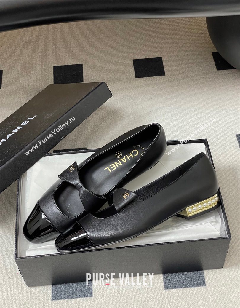 Chanel Lambskin Patent Leather Ballet Flats with Bow Black2 2025 CH122403 (MD-251224010)