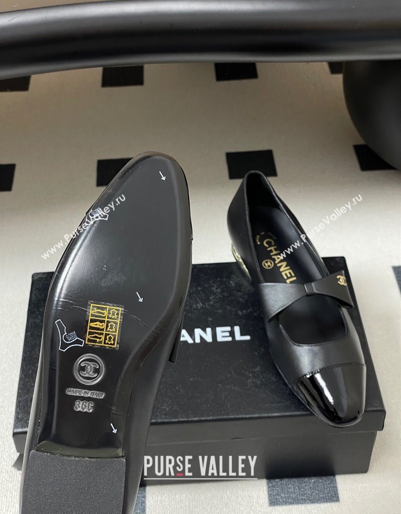 Chanel Lambskin Patent Leather Ballet Flats with Bow Black2 2025 CH122403 (MD-251224010)