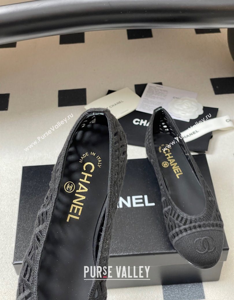 Chanel Embroidered Cotton Ballet Flats Black 2025 G46984 (MD-251223096)