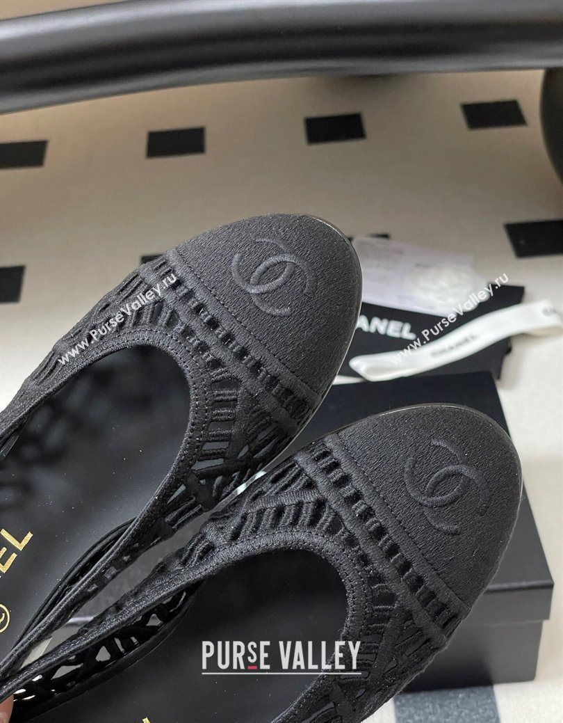 Chanel Embroidered Cotton Ballet Flats Black 2025 G46984 (MD-251223096)