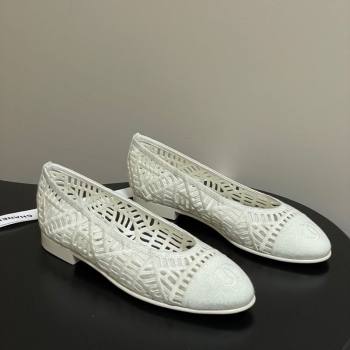 Chanel Embroidered Cotton Ballet Flats White 2025 G46984 (MD-251223097)