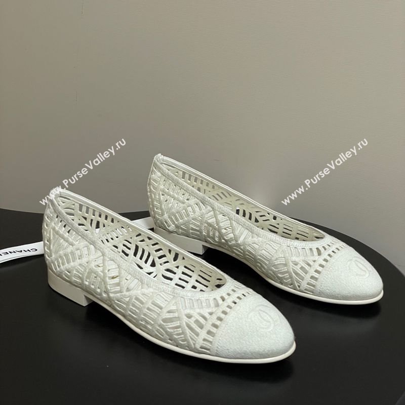 Chanel Embroidered Cotton Ballet Flats White 2025 G46984 (MD-251223097)