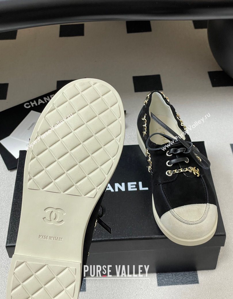 Chanel Suede Laced-up Loafers Black 2025 G47005 (MD-251223112)