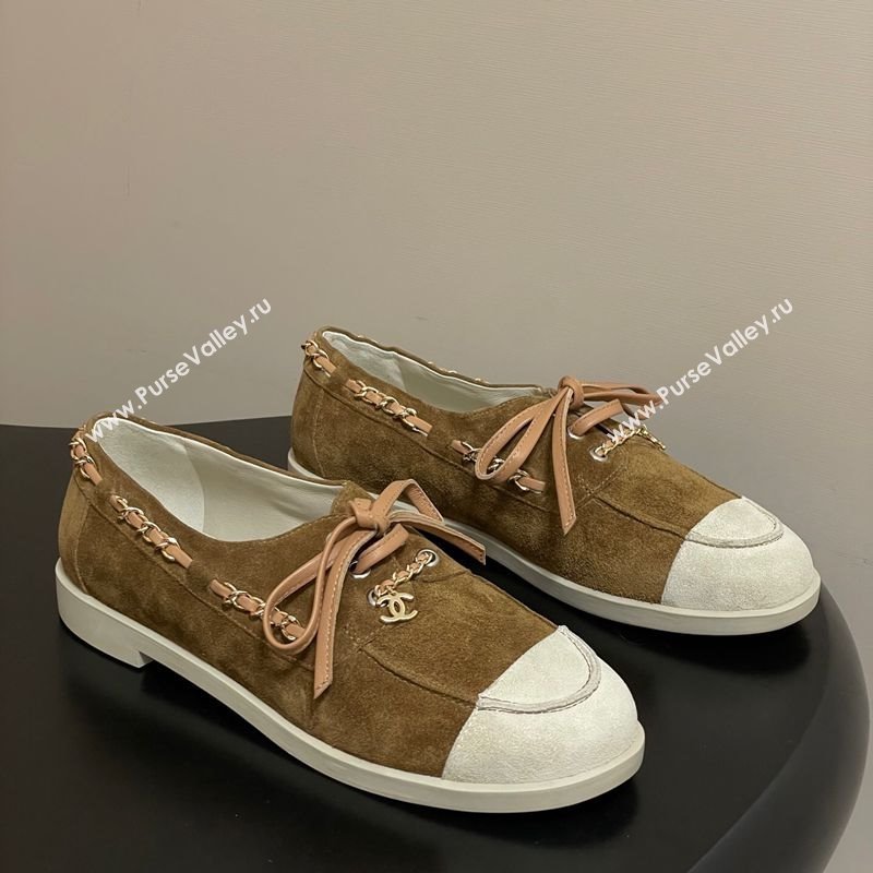 Chanel Suede Laced-up Loafers Brown 2025 G47005 (MD-251223113)