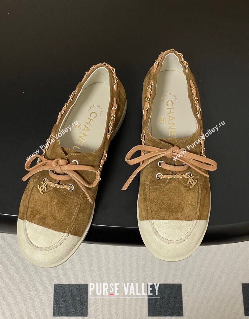 Chanel Suede Laced-up Loafers Brown 2025 G47005 (MD-251223113)