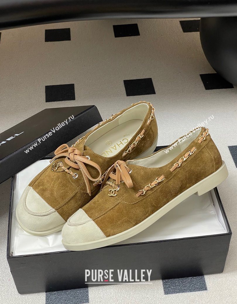Chanel Suede Laced-up Loafers Brown 2025 G47005 (MD-251223113)