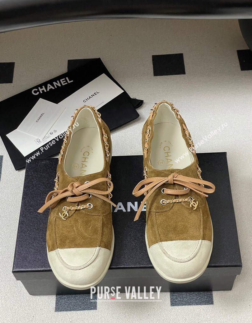 Chanel Suede Laced-up Loafers Brown 2025 G47005 (MD-251223113)