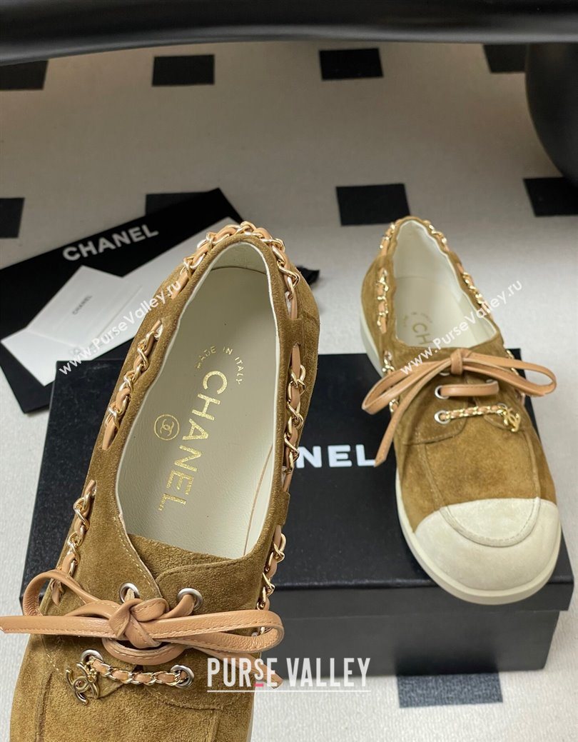 Chanel Suede Laced-up Loafers Brown 2025 G47005 (MD-251223113)