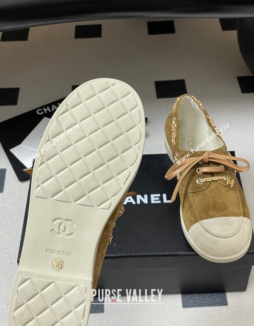 Chanel Suede Laced-up Loafers Brown 2025 G47005 (MD-251223113)