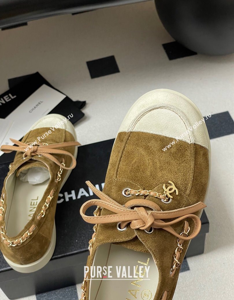 Chanel Suede Laced-up Loafers Brown 2025 G47005 (MD-251223113)