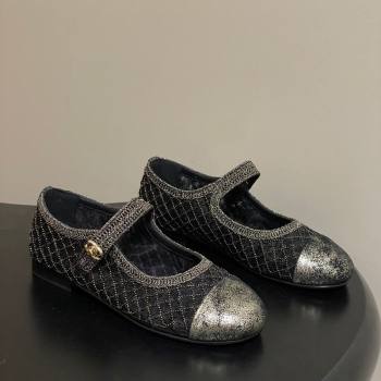 Chanel Mesh Sequins Mary Janes Flat Black 2025 CH122302 (MD-251223093)
