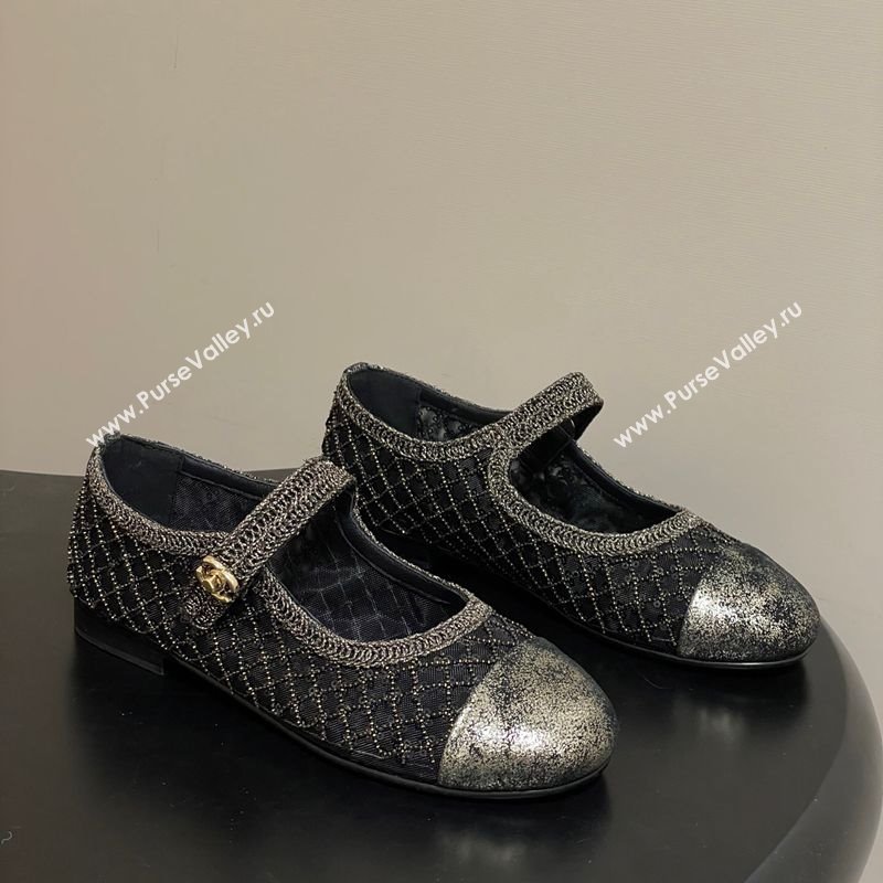 Chanel Mesh Sequins Mary Janes Flat Black 2025 CH122302 (MD-251223093)
