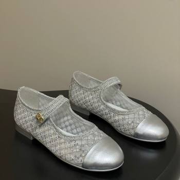 Chanel Mesh Sequins Mary Janes Flat Silver 2025 CH122302 (MD-251223095)