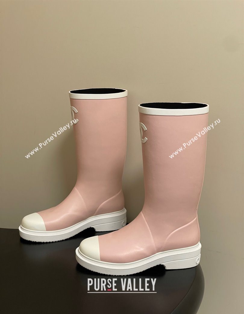 Chanel Rubber Rain Boots 3.5cm Light Pink 2025 CH122302 (MD-251223006)