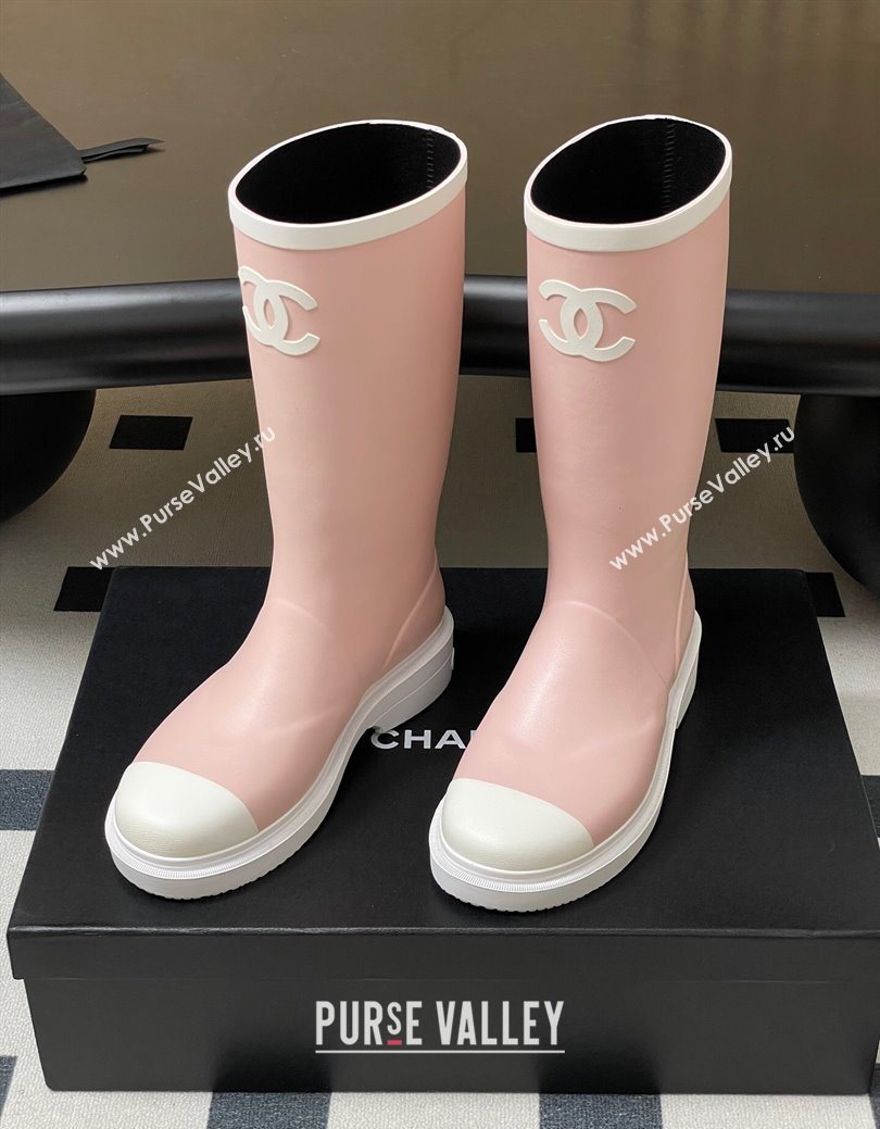 Chanel Rubber Rain Boots 3.5cm Light Pink 2025 CH122302 (MD-251223006)