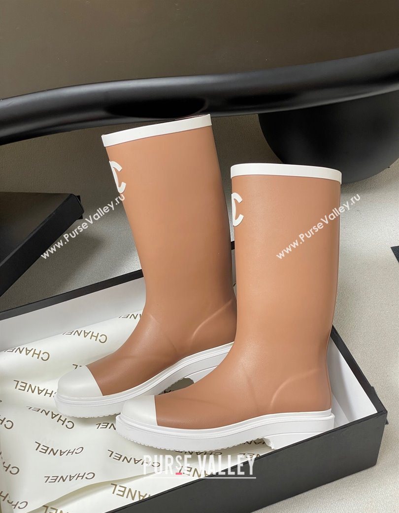 Chanel Rubber Rain Boots 3.5cm Brown 2025 CH122302 (MD-251223007)