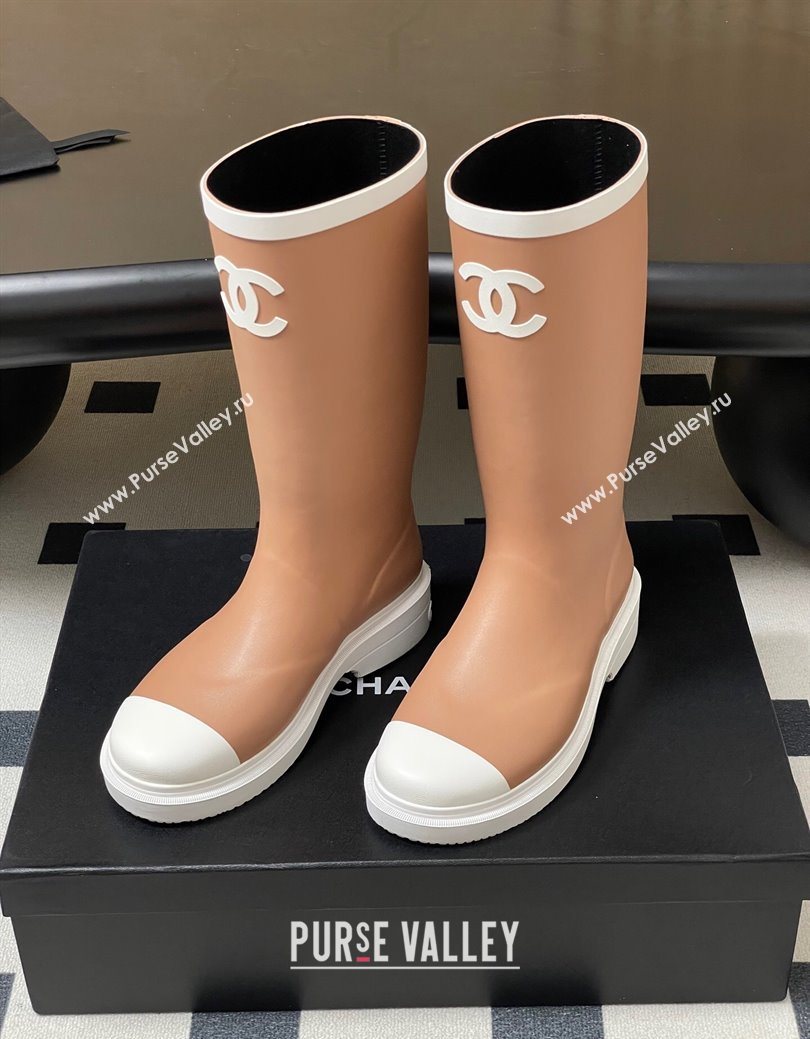 Chanel Rubber Rain Boots 3.5cm Brown 2025 CH122302 (MD-251223007)