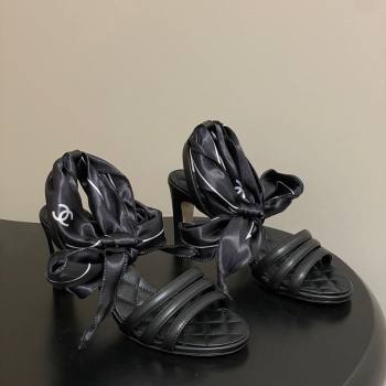 Chanel Lambskin Leather Silk Heel Sandals Black 2025 CH122304 (KL-251223123)