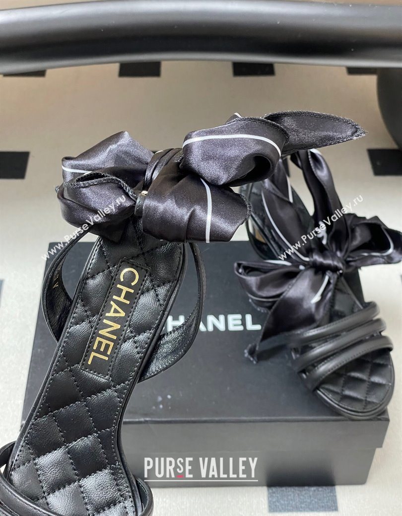 Chanel Lambskin Leather Silk Heel Sandals Black 2025 CH122304 (KL-251223123)