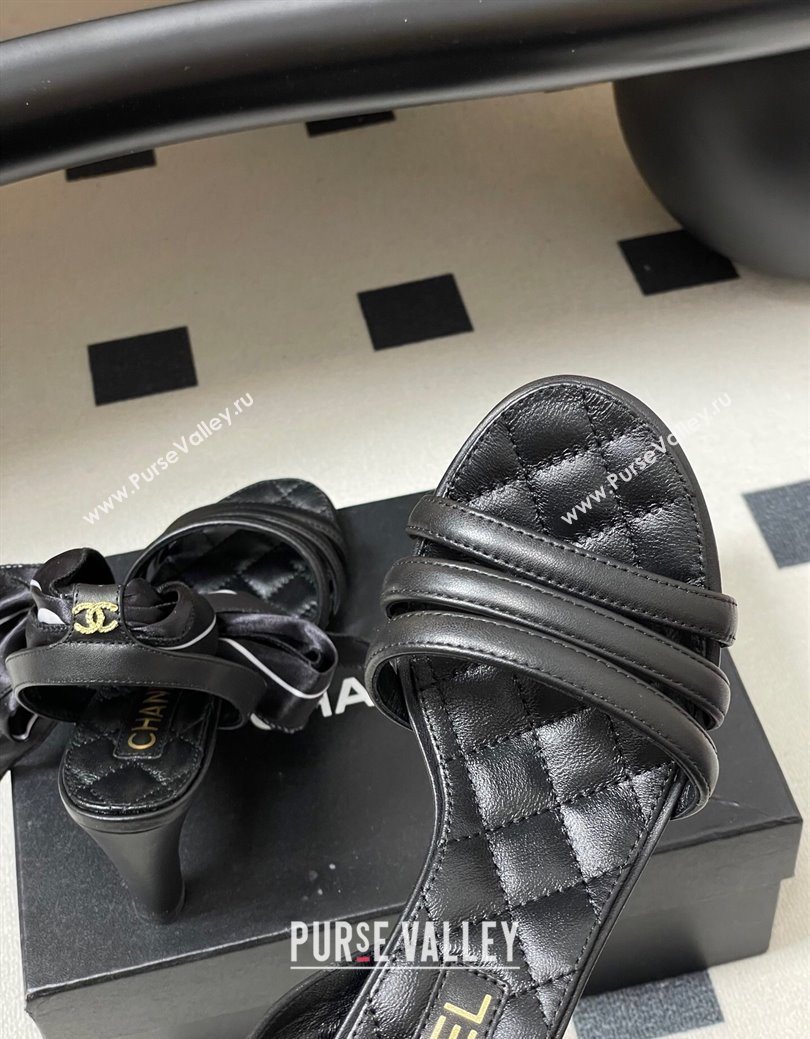 Chanel Lambskin Leather Silk Heel Sandals Black 2025 CH122304 (KL-251223123)