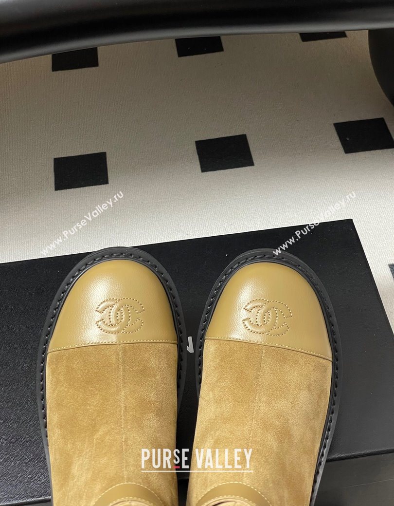 Chanel Suede Platform Ankle Boots with Logo Strap Beige 2025 CH122304 (MD-251223019)
