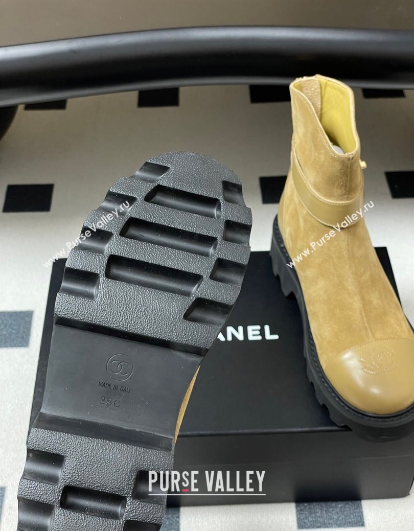 Chanel Suede Platform Ankle Boots with Logo Strap Beige 2025 CH122304 (MD-251223019)