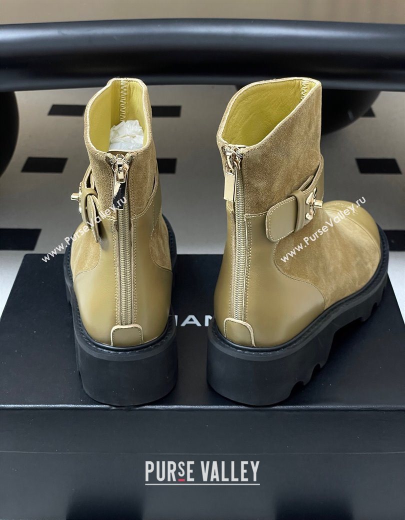 Chanel Suede Platform Ankle Boots with Logo Strap Beige 2025 CH122304 (MD-251223019)