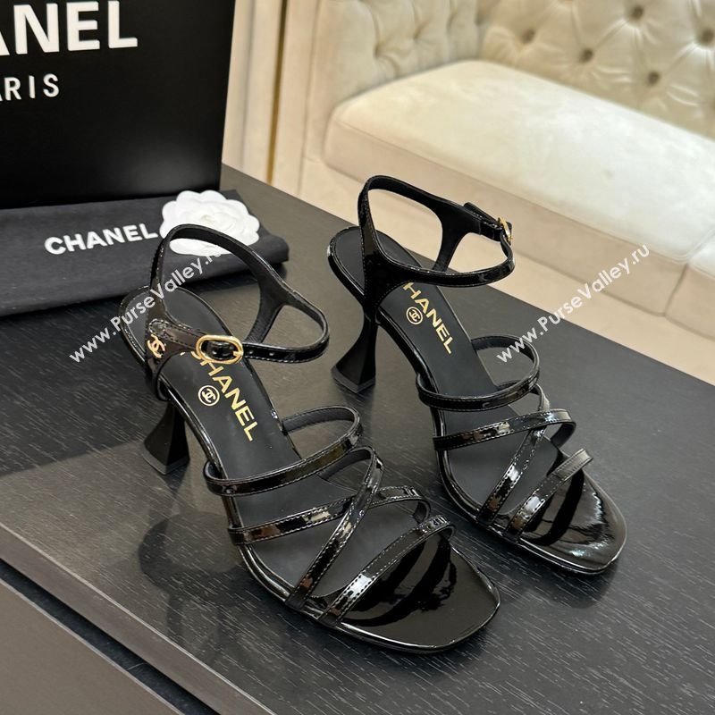 Chanel Patent Leather Heel Sandals 9cm Black 2025 G46901 (MD-251223129)