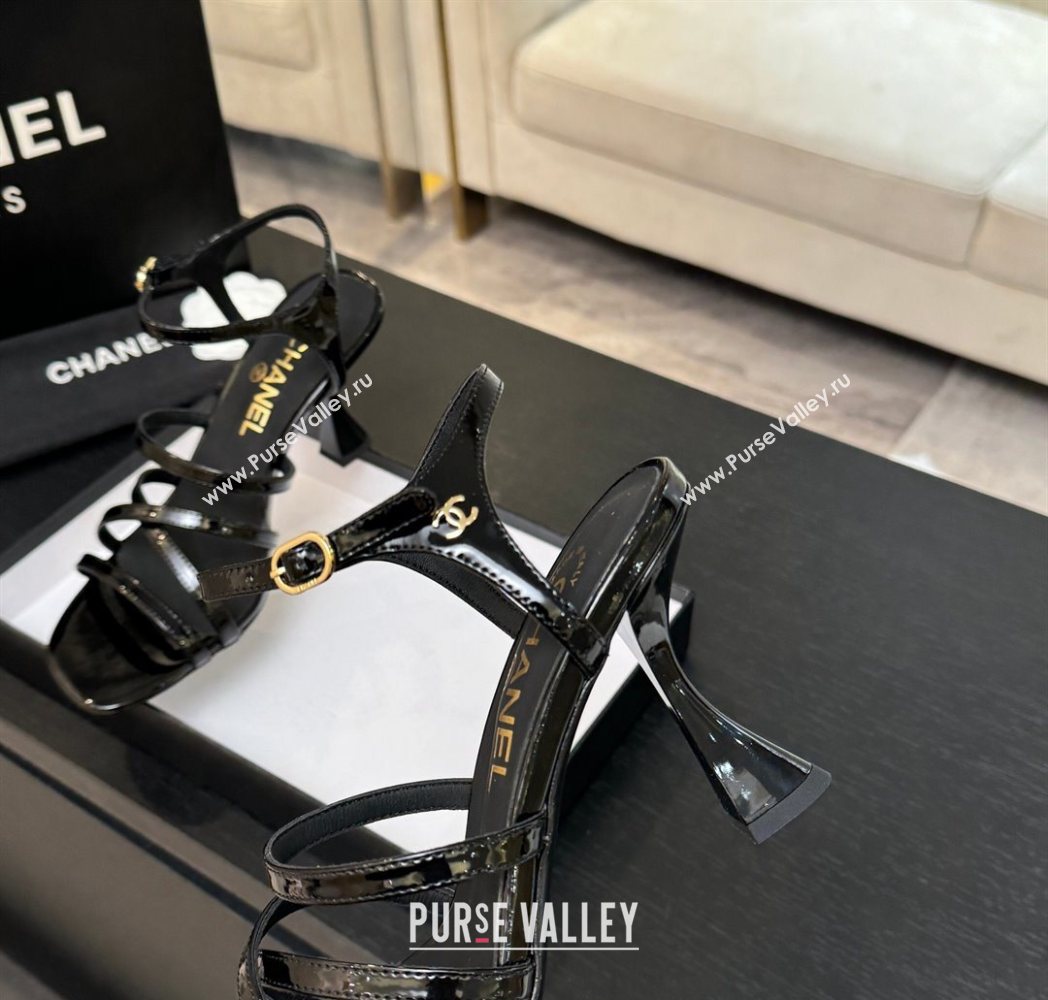 Chanel Patent Leather Heel Sandals 9cm Black 2025 G46901 (MD-251223129)