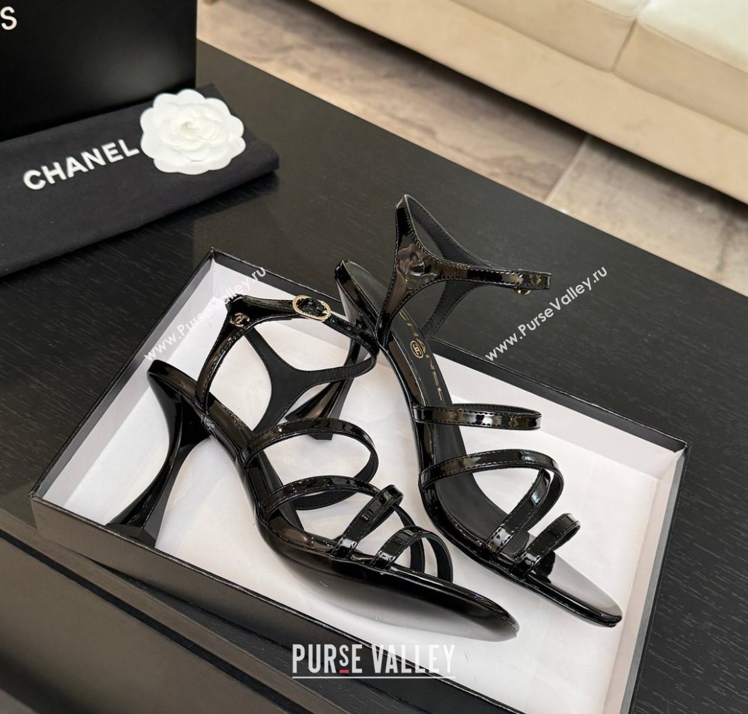Chanel Patent Leather Heel Sandals 9cm Black 2025 G46901 (MD-251223129)