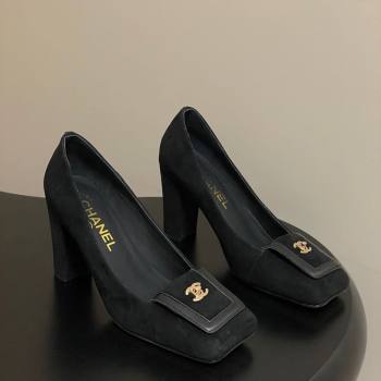 Chanel Suede Pumps 9cm with Foldover Black 2025 CH122303 (SS-251223109)
