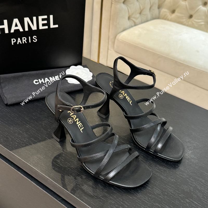 Chanel Calfskin Leather Heel Sandals 9cm Black 2025 G46901 (MD-251223131)