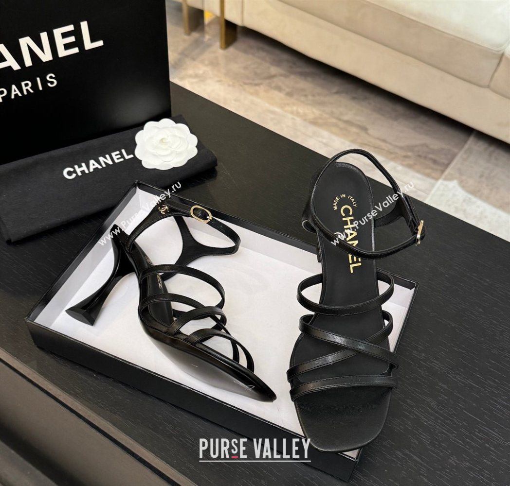 Chanel Calfskin Leather Heel Sandals 9cm Black 2025 G46901 (MD-251223131)
