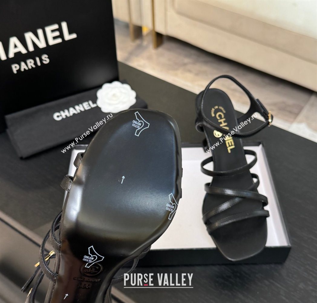 Chanel Calfskin Leather Heel Sandals 9cm Black 2025 G46901 (MD-251223131)