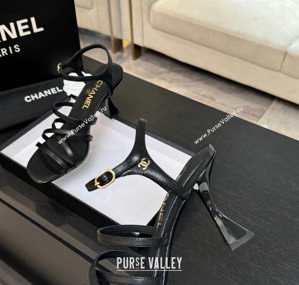 Chanel Calfskin Leather Heel Sandals 9cm Black 2025 G46901 (MD-251223131)