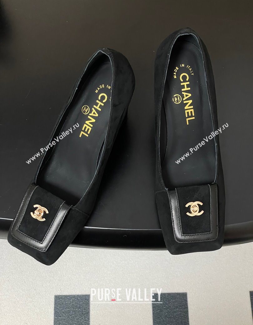 Chanel Suede Pumps 9cm with Foldover Black 2025 CH122303 (SS-251223109)
