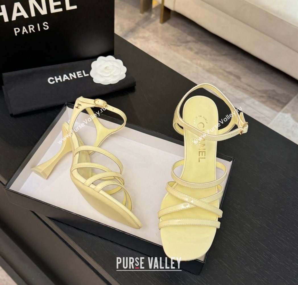 Chanel Patent Calfskin Leather Heel Sandals 9cm Yellow 2025 G46901 (MD-251223132)