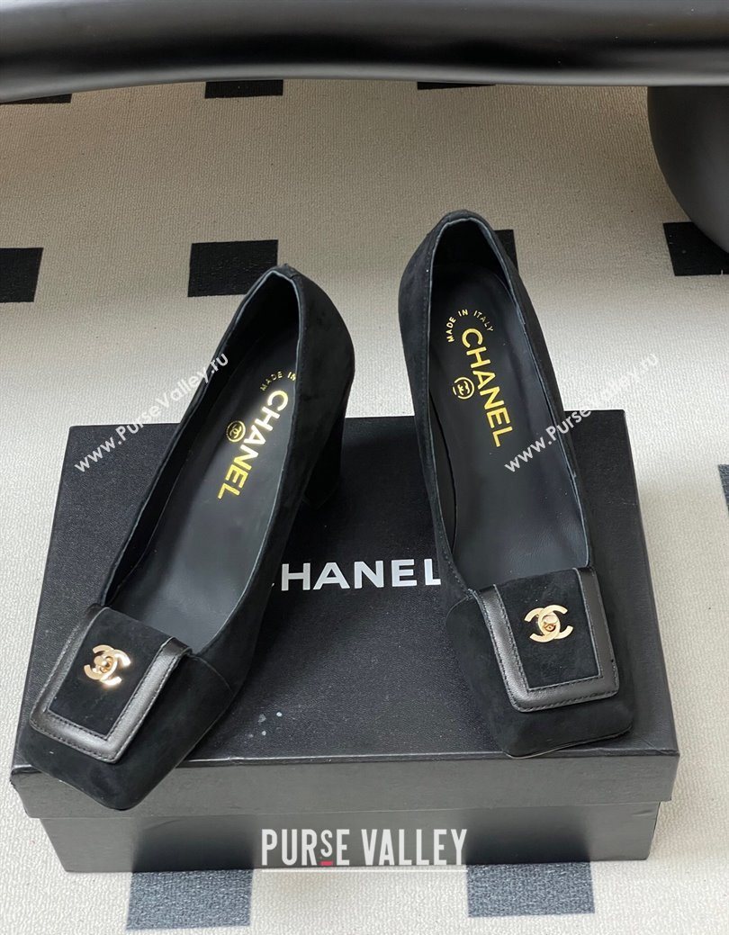 Chanel Suede Pumps 9cm with Foldover Black 2025 CH122303 (SS-251223109)