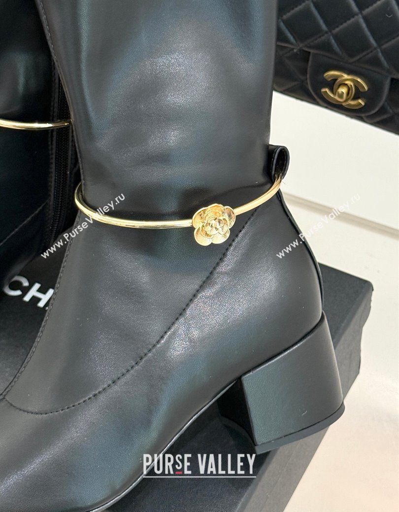 Chanel Stretch Leather Heel Short Boots 5cm Black 2025 G46933 (MD-251223024)