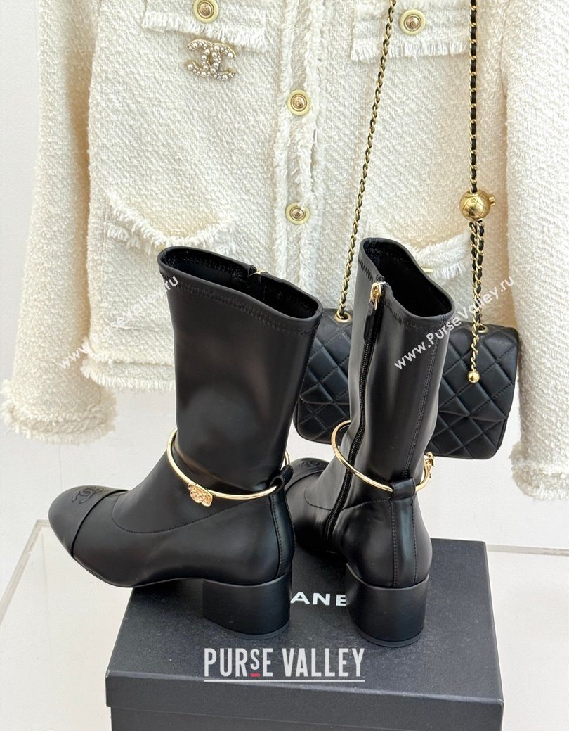 Chanel Stretch Leather Heel Short Boots 5cm Black 2025 G46933 (MD-251223024)