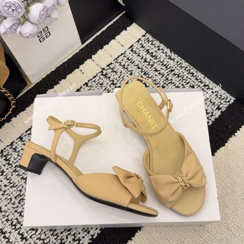 Chanel Grosgrain Heel Sandals 3.5cm with Bow Beige 2025 G46813 (MD-251224074)